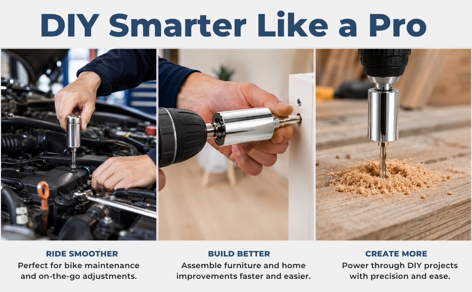 Universal Socket Wrench with Power Drill Adapter