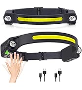 LED Headlamp Rechargeable 2 Pack, Bright 2 XPE LED &amp; COB LED Head Lamp, 260° Wide Beam Headlight ...