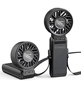 K-RUNMAN Portable Handheld Fan, 4000mAh Rechargeable, 6 Speed Settings, LCD Display, 3-in-1 Folda...