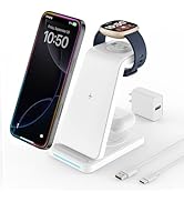 Wireless Charger for Fitbit Versa 4/3: JoyGeek 3 in 1 Charging Station for Fitbit Watch Sense 2/S...