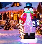 LUNSY 8ft Christmas Inflatable Snowman Built-in Colorful LED Lights,Inflatable Outdoor Holiday Ya...