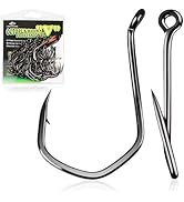 LUCKYFISHING Octopus Hooks Fishing Hooks for Saltwater Freshwater Offset Catfish Hooks for Bass T...