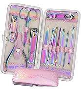Manicure Set Nail Clippers Pedicure Kit - 12pcs Stainless Steel Nail Kit, Colorful Professional N...