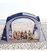 UNP Easy Beach Tent 12 X 12ft Pop Up Canopy UPF50+ Tent with Side Wall, Ground Pegs, and Stabilit...