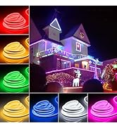 TORCHSTAR Premium 50ft RGB LED Neon Rope Light, Valentine's Day Decoration, Outdoor IP67 Waterpro...