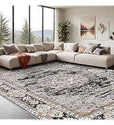 Puino 10x14 Washable Vintage Rug: Oriental Rugs for Living Room Non Slip Backing Stain Resistant ...