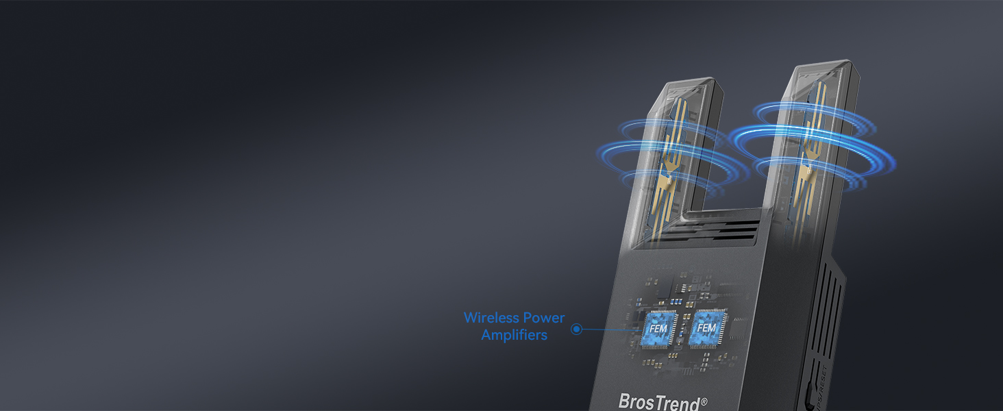 Adapter's External Antennas and Built-in Signal Amplifiers Enhance WiFi Signal Reception