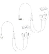 [2PACK] 2 Way Outdoor Extension Cord Splitter - White 2FT 1 to 2 Splitter Extension Cord, 125V 13...