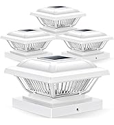 LETMY Solar Outdoor Post Cap Lights, 4 Pack Solar Powered Fence Post Cap Lights, High Brightness ...