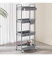 4-Tier Rolling Utility Cart-Grey