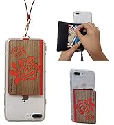 Tainada Stick-On Adhesive Wooden Laser Engraved Design Flip Phone ID Credit Card Holder Wallet wi...