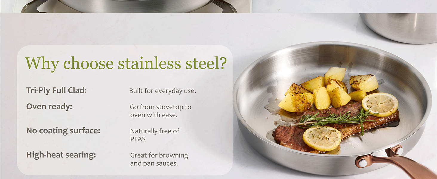 stainless steel frying pan