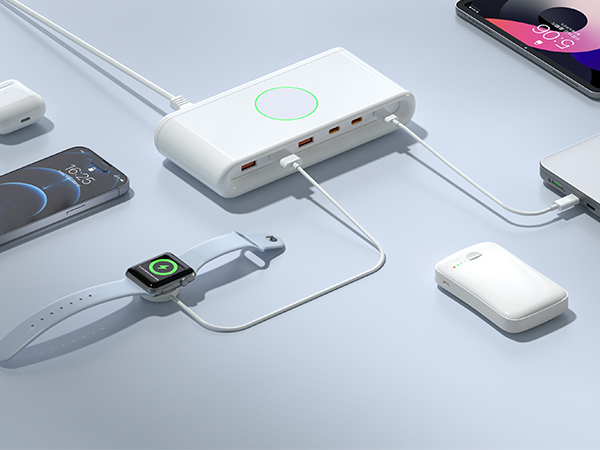 KWRNVO 7-IN-1 USB C Charging Station for Multiple Devices