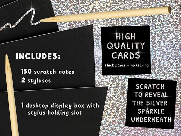 Bright scratch art set with 150 cards and styluses, perfect for family creative bonding moments