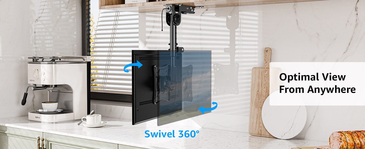 swivel 360 degree under cabinet tv mount