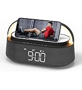 FREEFISH Bluetooth Speaker with Wireless Charger, FM Radio, Adjustable LED Night Light, Dual Wire...