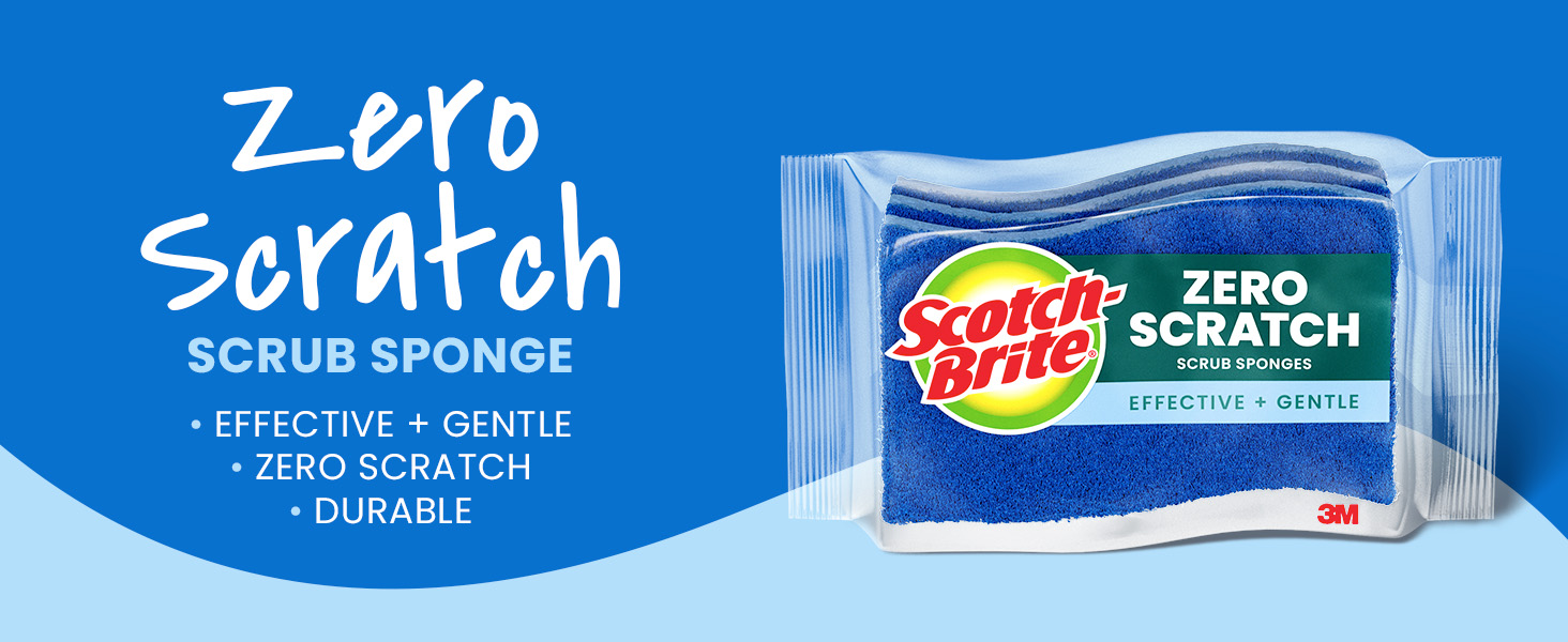 Zero Scratch Scrub Sponge: effective &amp; gentle; zero scratch; durable
