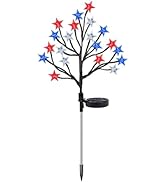 Red White and Blue Star Solar Lights Outdoor 4th of July Decorations Garden Lights LED Waterproof...