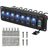 RVBOATPAT 7 Gang Rocker Switch Panel Marine Boat Toggle Switch Panel Waterproof with USB Charger ...