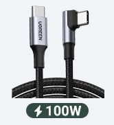 UGREEN 100W USB C Cable 90 Degree Type C Charging Cable Compatible with MacBook Pro 2022, iPad Pr...