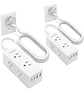 2 Pack Power Strip Surge Protector-6 Widely Spaced Outlets 4 USB Ports(2 USB C Port,PD 20W),1250W...