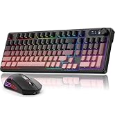BlueFinger Wireless Gaming Keyboard and Mouse Combo, RGB Backlit, Tri-Mode Bluetooth/2.4G/USB-C W...