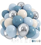 Dusty Blue Balloon Set, 60Pcs 12 Inch Retro Baby Slate Blue Ivory White Metallic Silver Balloons ...