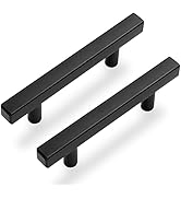 Estmoon 30 Pack 3 Inch Cabinet Handles Matte Black Cabinet Pulls Stainless Steel Drawer Pulls Squ...