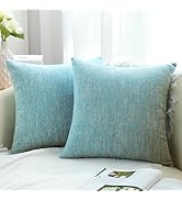 decorUhome Decorative Throw Pillow Covers 18x18 Set of 2, Farmhouse Textured Chenille Square Pill...