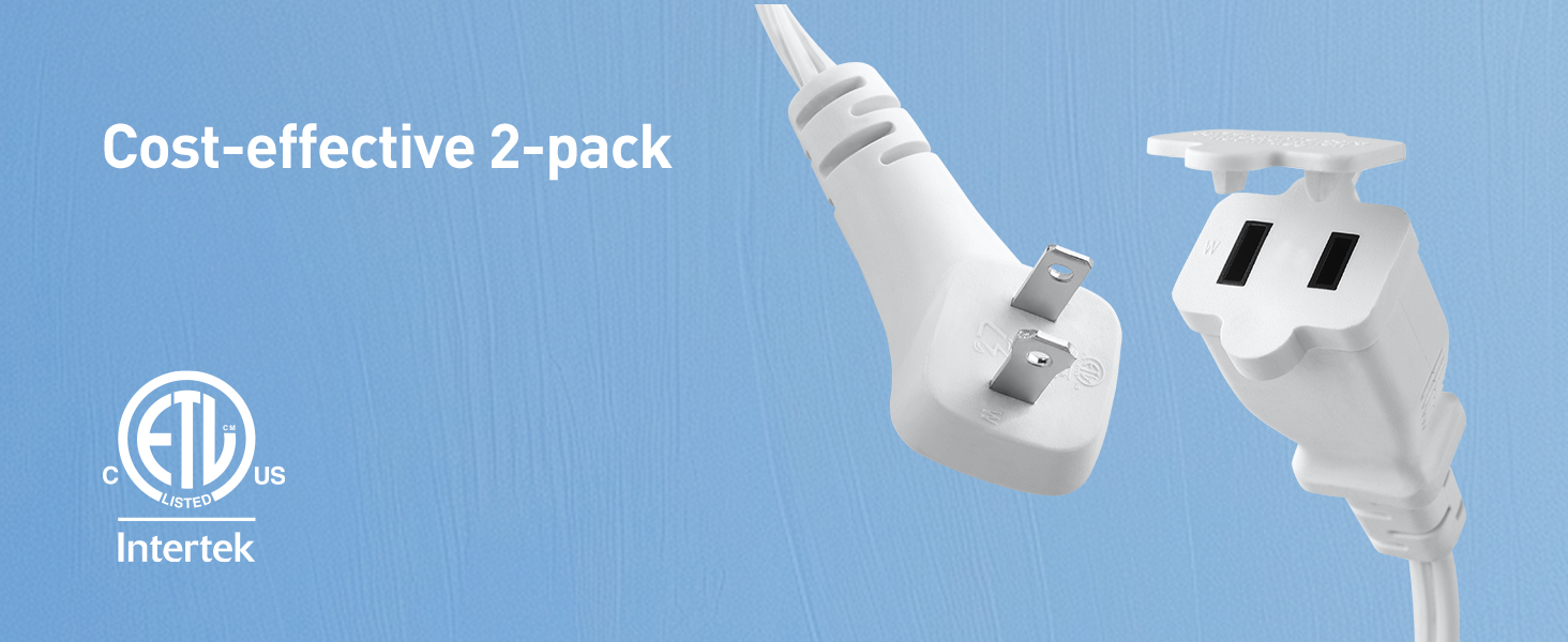 360° Rotating Flat Plug Short Extension Cord