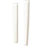 2 Pcs White Professional Hair Cutting Set, Salon Hair Styling Measure Combs, Anti Hairdressing Ba...