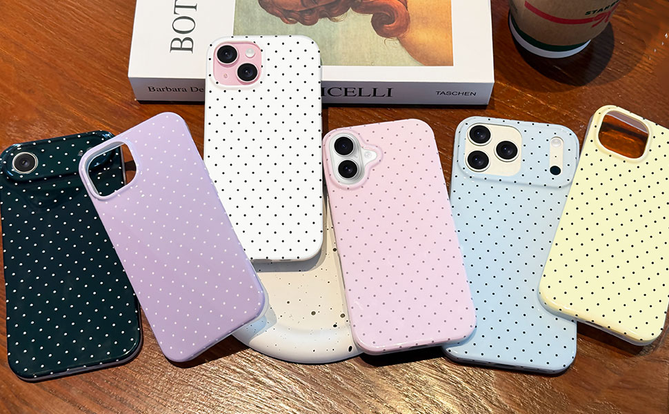 A variety of polka dot phone cases in different models and colors are available for your choice