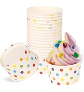 zandfelo 50 Pcs 5.5 oz Ice Cream Cups, Disposable Ice Cream Cups,Frozen Dessert Yogurt Cups, Pape...