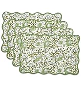 CPC 100% Cotton Reversible Placemat Agate Green Set of 4 14x20 Inches Machine Washable Farmhouse ...