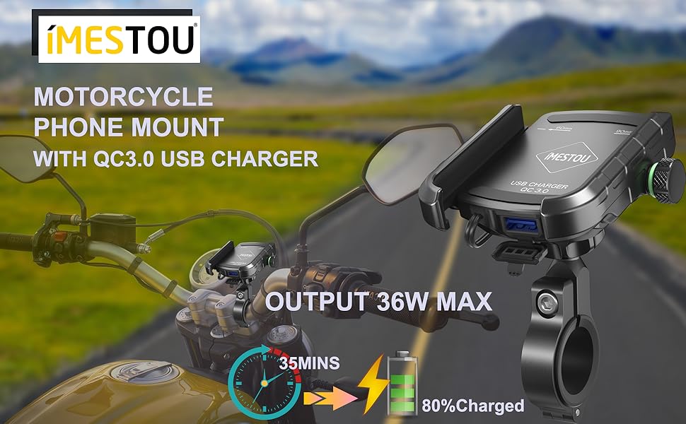 Motorcycle Phone Mount USB Charger
