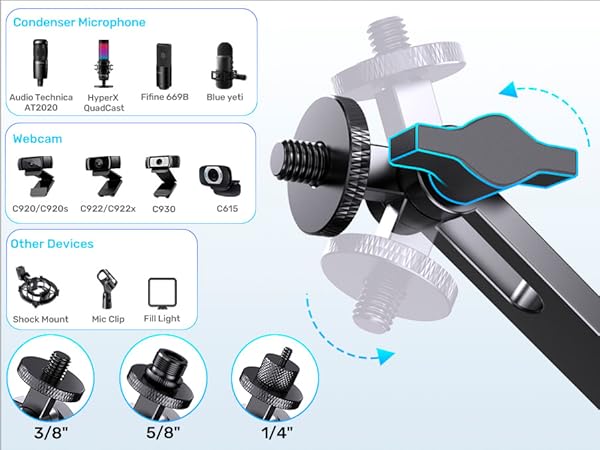 Adjustable Arm Desk Stand for Microphones