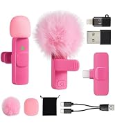 Mini Hot Pink Microphone for iphone Android Phone Tablet ipad PC, Usb C Wireless Lavalier Mic for...