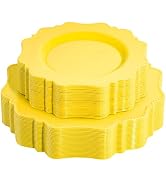 COLOSUS Disposable Plastic Plates 60Pcs, Light Baby Yellow Party Plates, Heavy Duty 30 Dinner pla...