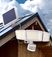 Ensenior 5 Motion Sensor Modes Solar Security Light, 1800LM 270° Wide Angle 3 Heads LED Flood Lig...