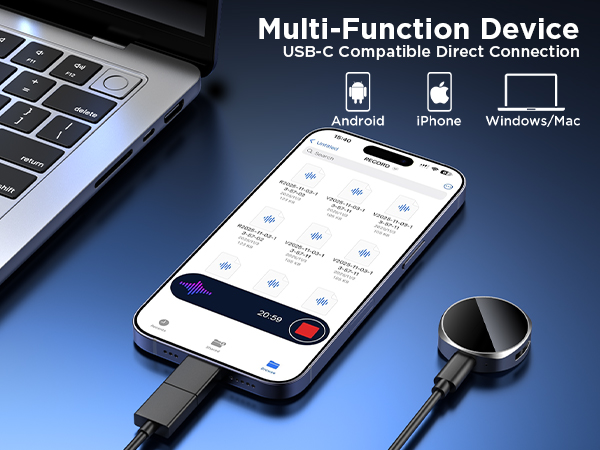 64GB Magnetic Voice Recorder - Voice Activated Recorder AI-Intelligent Noise Reduction