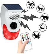 PILSAMAS Solar Motion Sensor Alarm with Custom Voice Upload - 120dB Loud Noise Maker &amp; Strobe Lig...