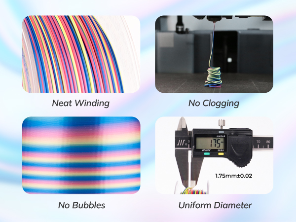 PLA 3D Printer Filament Silk Shiny PLA 1.75mm Color Change Printing Filament 