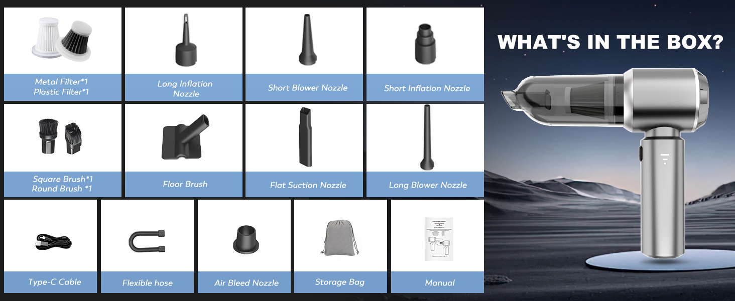 KedeeSparkle Mini Car Vacuum Cleaner, 4 in 1 Cordless Vacuum Cleaner