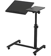 TigerDad Overbed Bedside Desk Mobile Rolling Laptop Stand Tilting Overbed Table with Wheels Heigh...