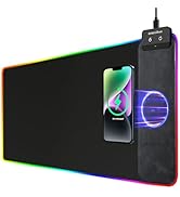 RGB Gaming Mouse Pad with Wireless Charging 10W, 31.5"x11.8"x0.12" Extended Large Desk Mat Protec...