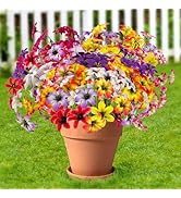 Danhh 16 Bundles Artificial Flowers, UV Resistant Fake Pansy Silk Flowers, Realistic Faux Plants ...