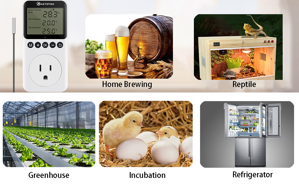 Digital Thermostat Temperature Controller Controlled Outlet Plug Day Night Timer 120V Sensor Probe