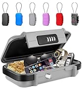 BKNOOU Travel Safe Lock Box,Portable Safe for Travel,Anti-Theft Beach Safe Box Waterproof Small C...