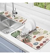 Dish Drying Mat for Kitchen Counter Matt, 2PCS 19"x12" Dish Drainer Mat &amp; 24"x5.5" Sink Splash Gu...