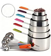 Bopei Measuring Cups and Spoons Set Stainless Steel 11 Piece for Cooking and Baking (6 Cups + 5 S...